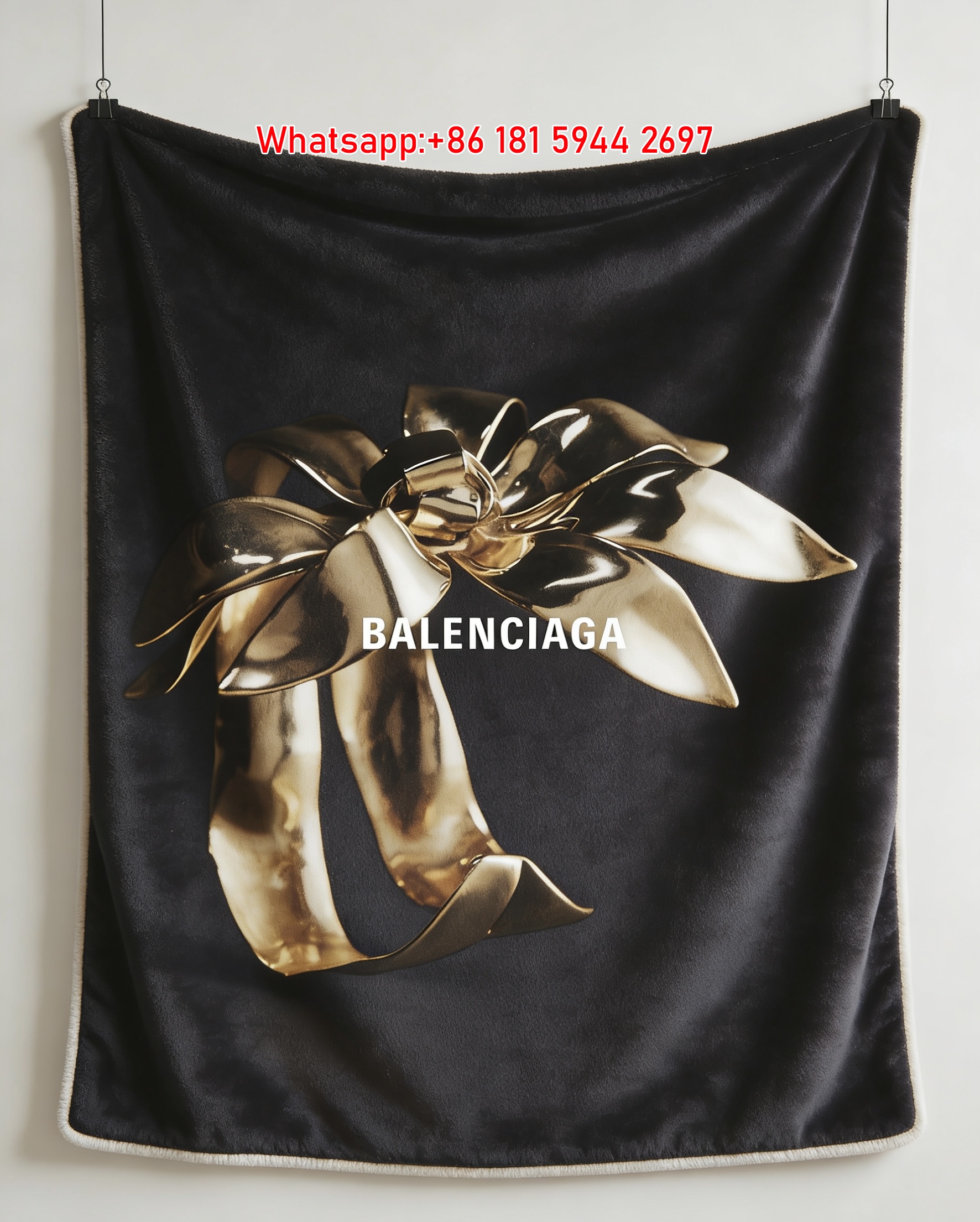 Balenciaga Gold Floral Cuff Print Flannel Sofa Throw Blanket BA185